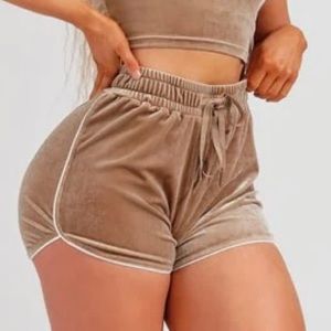 Buff Bunny Tan Velvet Disco Shorts Size XL